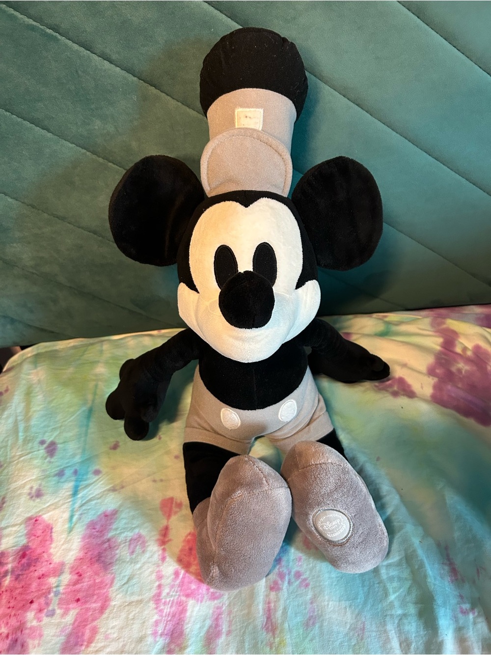 Disney Store Exclusive Black & Gray Steamboat Willie Mickey Plush Toy